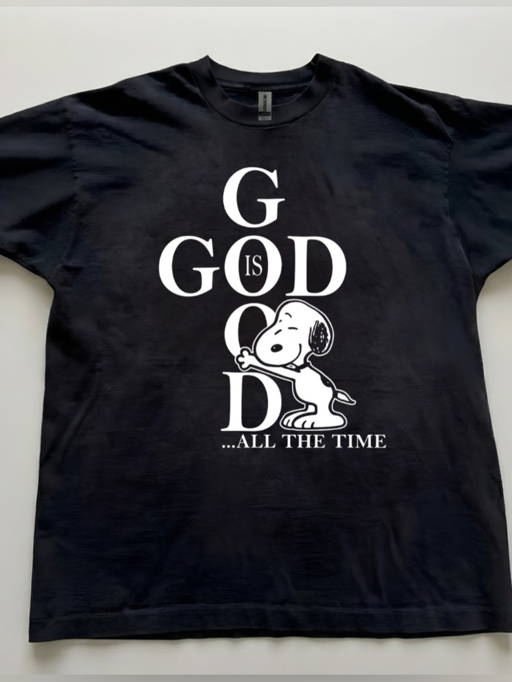 Snoopy Peanuts God Is Good All The Time Vintage Black T-Shirt